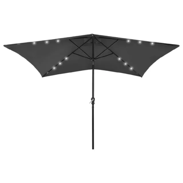 Parasol with LEDs and Steel Pole Anthracite 6.6'x9.8'