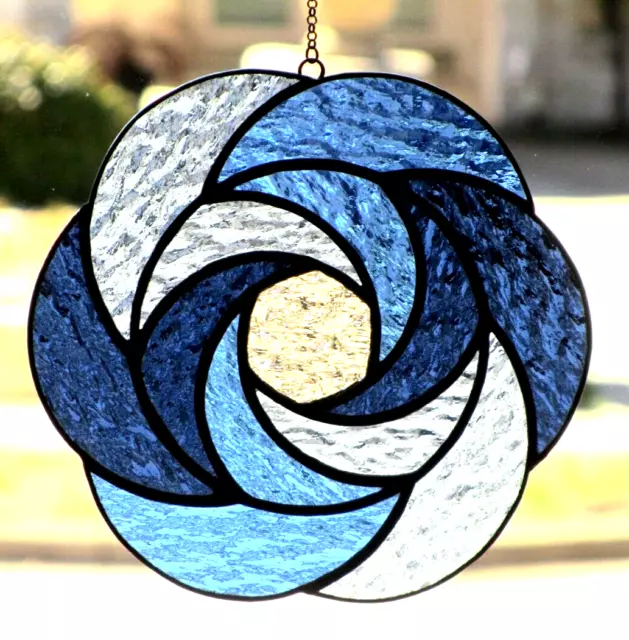 OCEAN WAVE Authentic Stained Glass Handmade AUSTRALIAN BEACH SUNCATCHER / WINDOW