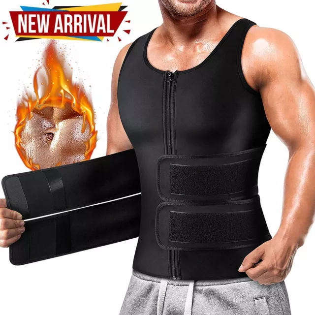 Men's Neoprene Sauna Sweat Vest Body Shaper Waist Trainer Fat Burner Top Workout