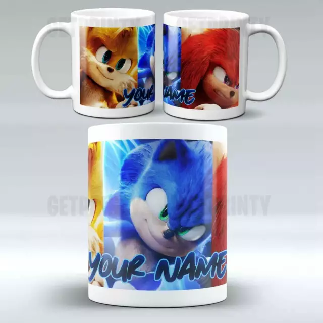 Personalised Sonic the hedgehog cup mug -  add your name - tails knuckles