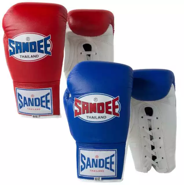 Sandee Lace Up Boxing Gloves pro fight Sparring Muay Thai