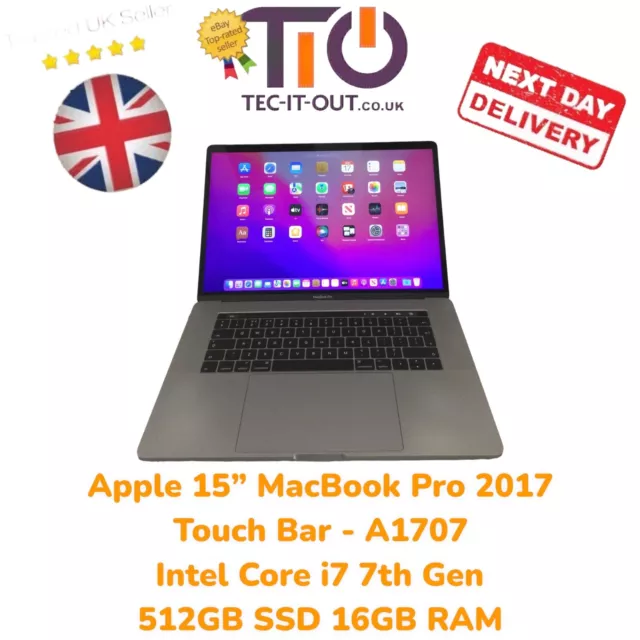 Apple 15" MacBook Pro Touch Bar 2017 Intel i7 7th Gen 512GB SSD 16GB RAM - A1707