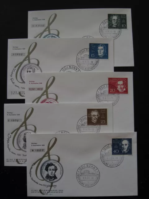 23723) Perfekt: Bund 315-319 aus Block 2 FDC Ersttagsbriefe ESST Bonn Ersttag !!