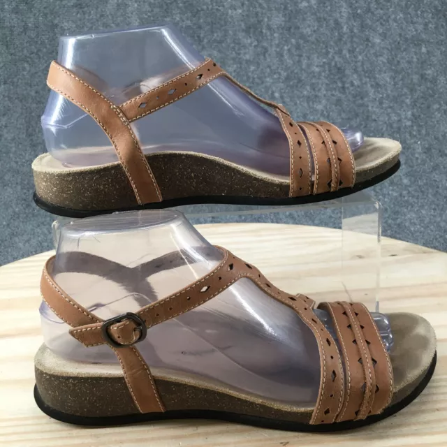 Abeo Sandals Womens 7 BIO System Casual Open Toe Slingback Brown Leather Wedge