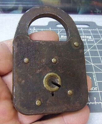 vintage brass lock, Eagle Lock company (no key), rusty & dirty, great home decor