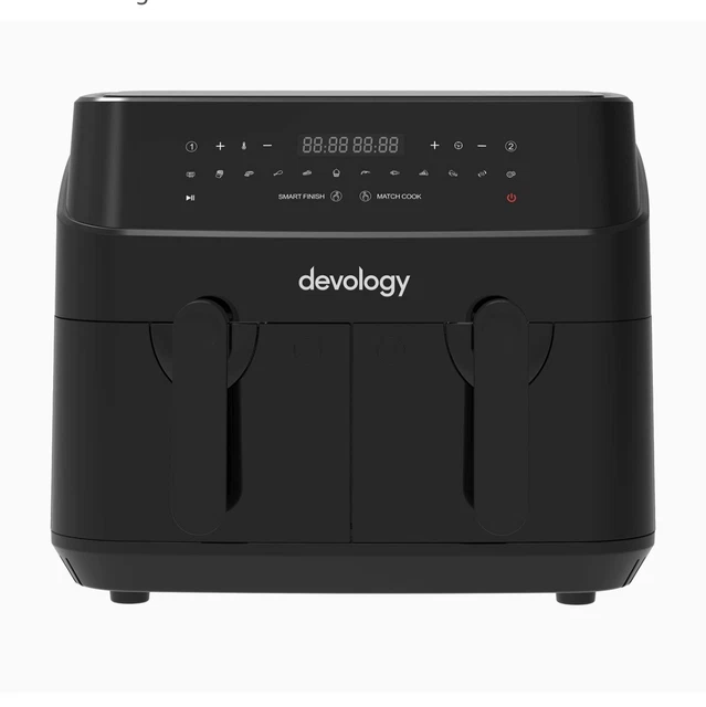 DOUBLE BASKET AIR Fryer Large Digital 9 Litre Dual with Timer Black