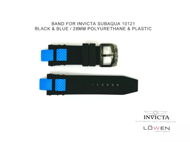 Authentic Invicta Subaqua 10121 Black Polyurethane/Blue Plastic 28mm Watch Band