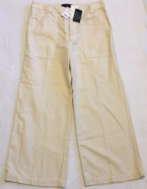 NWT JCREW $79.50 Cropped wide-leg pant in linen-cotton Sz6 F5329 In Beige