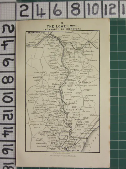 1888 Ancien Pays de Galles Carte The Inférieur Wye Monmouth À Chepstow Llanddgo