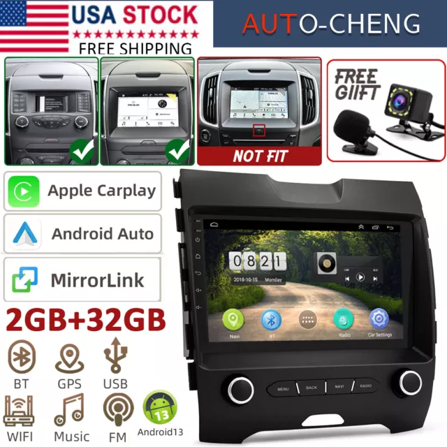 For Ford Edge 2015-2018 Apple Carplay Android 13 Car Radio Stereo GPS Navi 2+32G