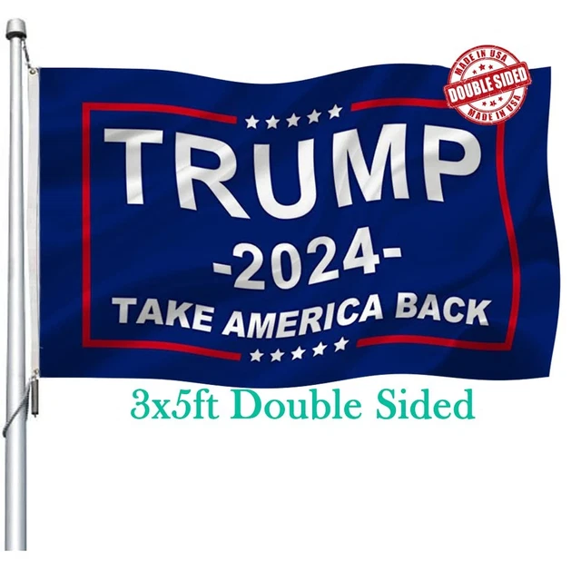 Bandiera Donald Trump 2024 0.9x1.5m - Doppia Faccia Con 2 Occhielli In Ottone - Per Interni/Esterni