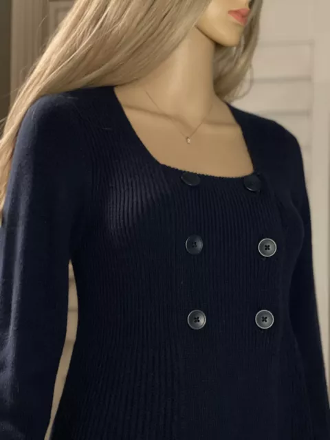 womens VINCE M medium Soft Cashmere wool navy blue ribbed knit cardigan sweater