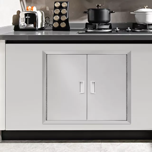 Double Access Door Stainless Steel Flush Mount Outdoor Kitchen Cabinet Doors