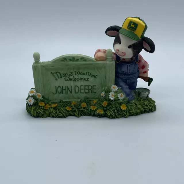 Mary's Moo Moos Cow Figurine John Deere Welcome Sign  1998 Enesco  #498629