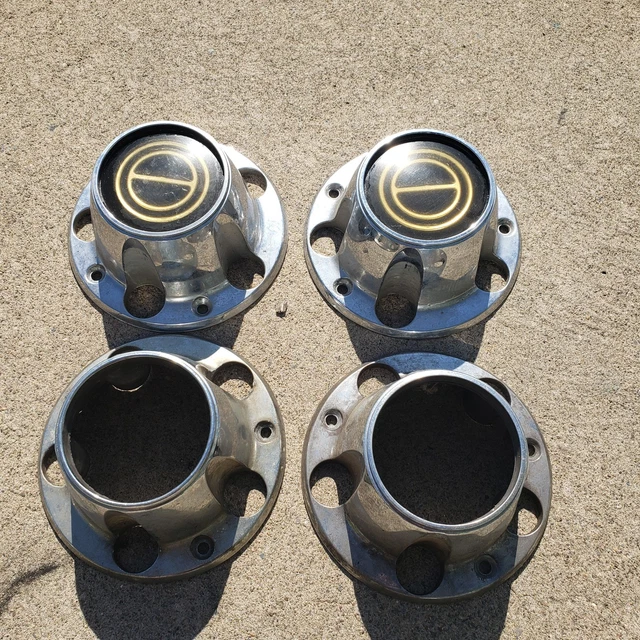 4pcs. 1980-1996 F150 BRONCO Wheel Hub CHROME BLACK Center Caps NEW w
