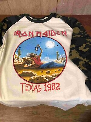 Iron Maiden  The Beast on the Road 1982 Concert Raglan CREAM/CAMOUFLAGE S to 3XL