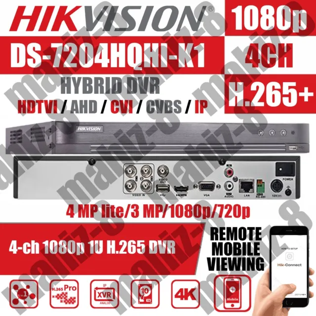 HIKVISION HYBRID DVR DS-7204HQHI-K1 4ch 1080p H.265+ Turbo HD TVI AHD BNC 02