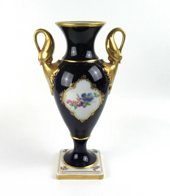 AK KAISER PORZELLAN PrunkVase Dekor Menuett Echt Kobalt Vintage ca