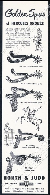 1950 North & Judd spurs 5 styles cowboy cowgirl horse art vintage print ad
