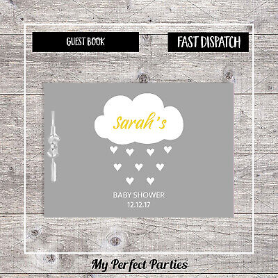 PERSONALISED Yellow Cloud Neutral, Baby Shower Guest Book, Keep Sake, Games