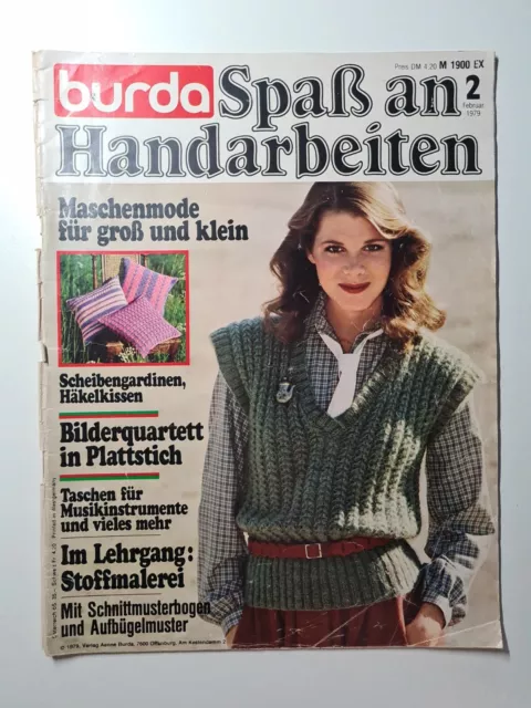 Burda Spaß an  Handarbeiten  Nr. 2 Februar 1979  Nähen Häkeln Stricken M 1900 EX