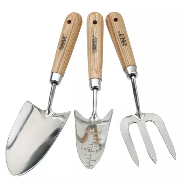 Draper Stainless Steel Hand Fork and Trowels Set with Ash Handles (3 Piece)