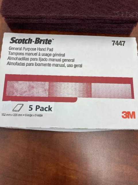 3M (TM) Scotch-Brite(TM)7447 Hand Pad(s) Maroon 6" x 9" 5 Pack