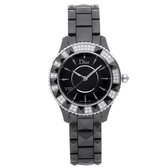 Christian Dior VIII 33mm Ceramic Diamond Black Dial Ladies Watch CD1231E1C001