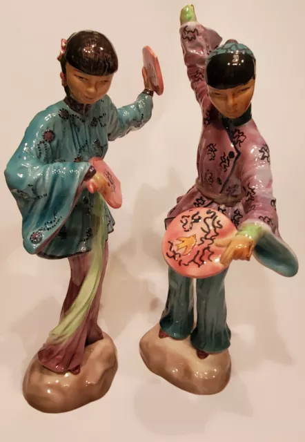 Goldscheider Everlast HALLMARKED Chinese Fan Dancers by Barbara Loveday Set Of 2