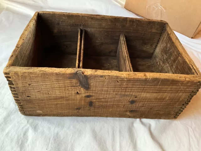 Primitive Wooden Box with Dividers. Cleaned with great patina! LOOK