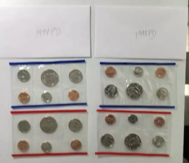 1994P & 1994D & 1998P & 1998D US Mint Sets! Old US Coins!