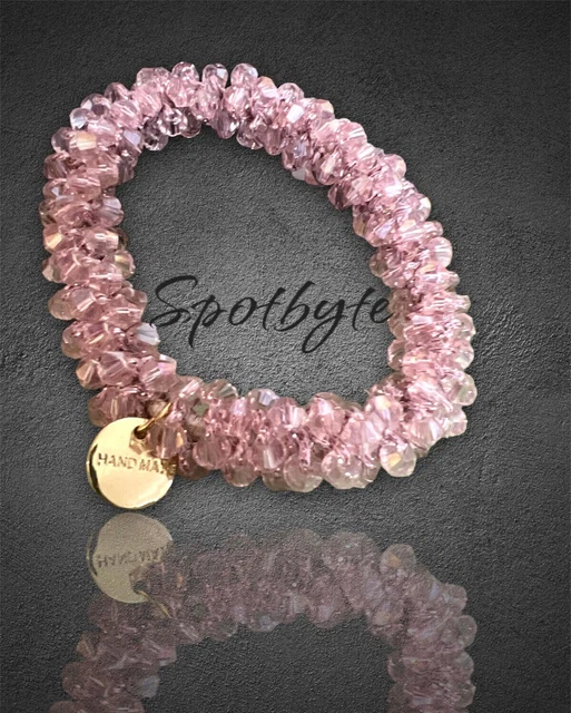 Bracciale Braccialetto elastico Donna color rosa cipria con ciondolo color oro