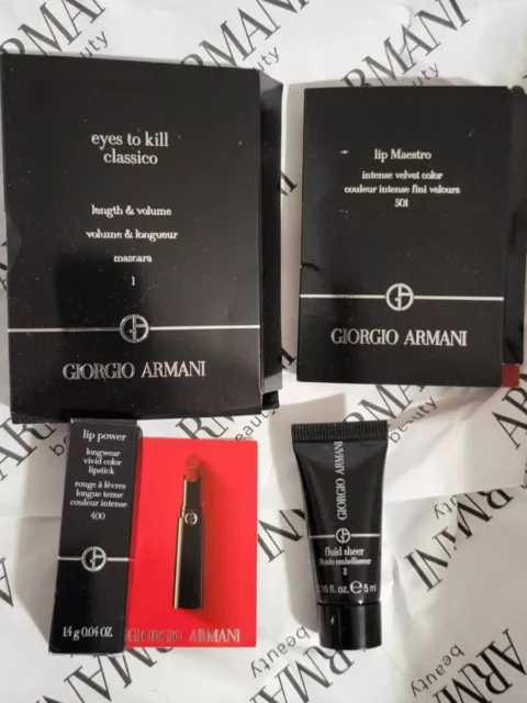 Giorgio Armani FLUID SHEER, LIP POWER 400, EYES TO KILL, LIP MAESTRO SAMPLES