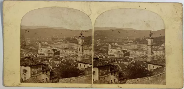 Italie, Gênes (Genova), Panorama, vintage print, ca.1870, stéréo Tirage vintage