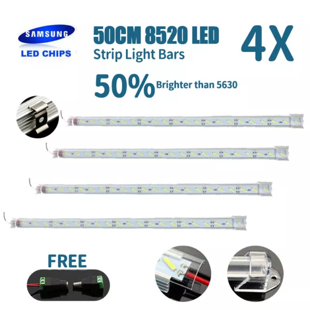 4x 50CM 12V 8520 LED Strip Light Bar Caravan 4WD Camping Boat Fishing