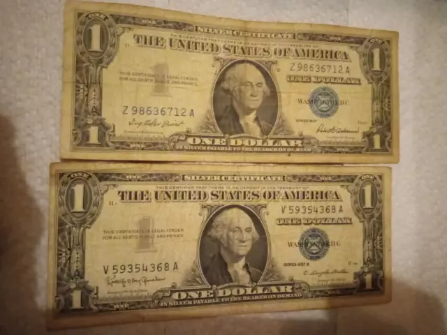1957 and 1957 b silver certificates