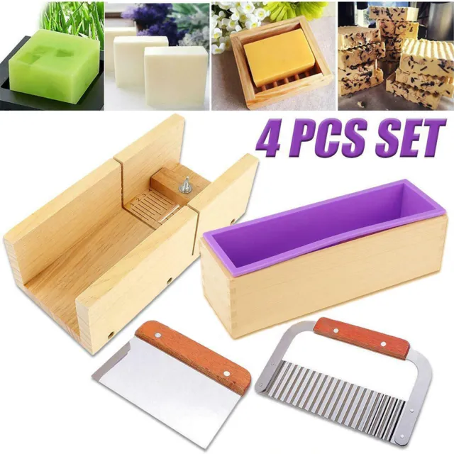 Jabón rectangular de silicona molde caja de madera hágalo usted mismo herramientas tostadas pan hornear pastel casero