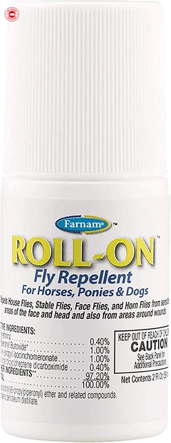 Farnam Roll-On Fly Repellent for Horses Ponies and Dogs 2 Ounces