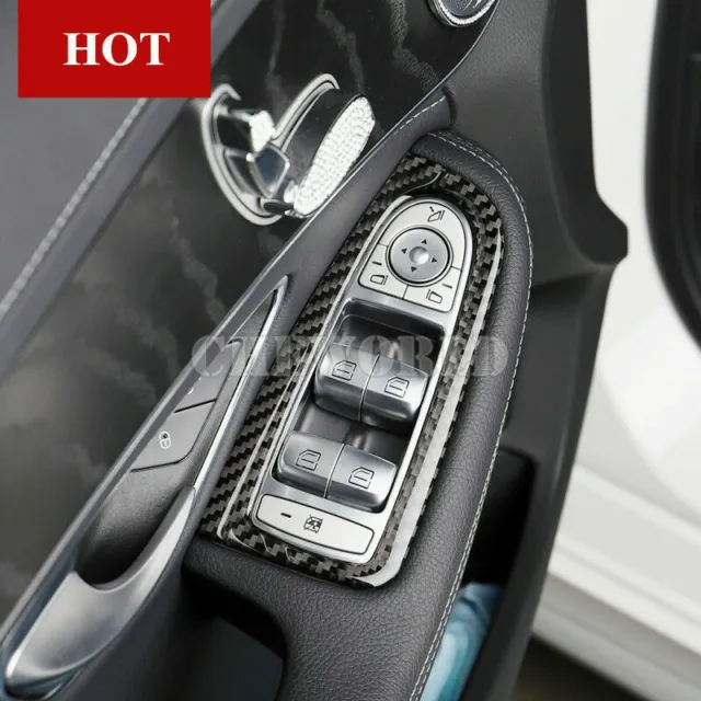 Kohlefaser Auto Tür Armlehne Fenster Schalter Rahmen Für Benz C-Klasse W205 S205