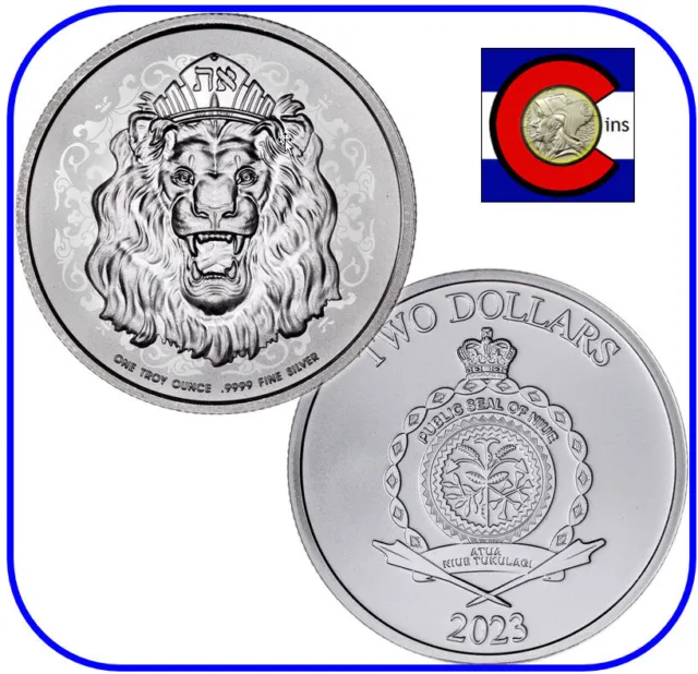 2023 Niue Roaring Lion 1 oz Silver $2 Coin in direct fit capsule - Truth Series