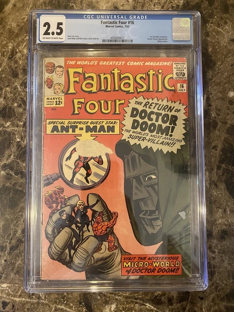 Fantastic Four 16 Cgc 2.5 1 St Antman Cameo Dr Doom Offwhite Pages