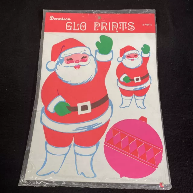 Vintage, Dennison, Christmas, Glo Prints, Santa Claus, Snowmen, Ornaments, Bells