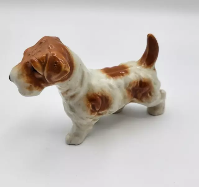 Vintage Occupied Japan Figurine Ceramic Dog Wire Fox Terrier