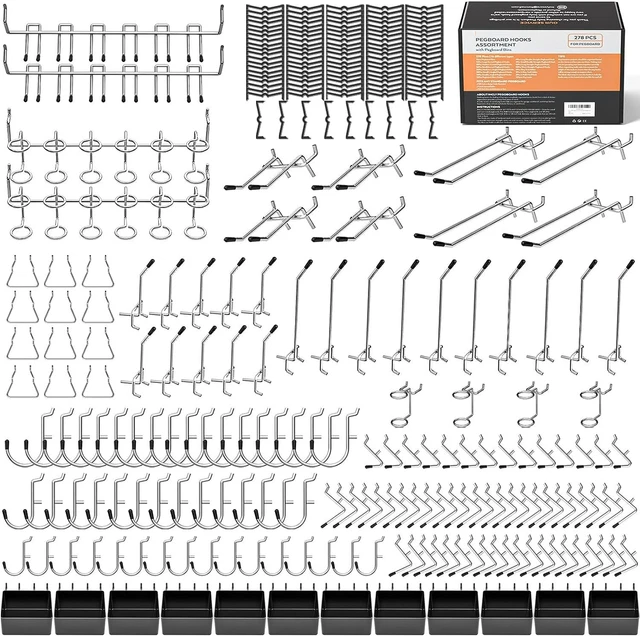 New Accessories Organizer Kit Peg Board Hooks Set with Bins 278PCS Tool