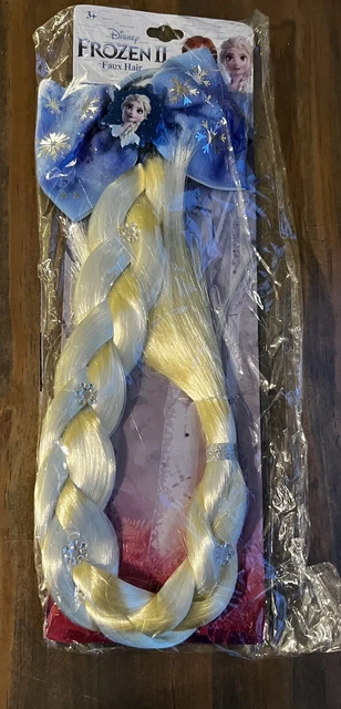 Disney Frozen 2 Girls Queen Elsa Snowflake Faux Hair Braid with Bow