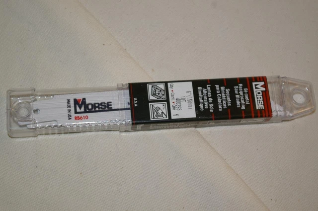 RB610 MORSE 6" x 10 TPI Bi-Metal Reciprocating Saw Blade 8% Cobalt Made in U.S.A