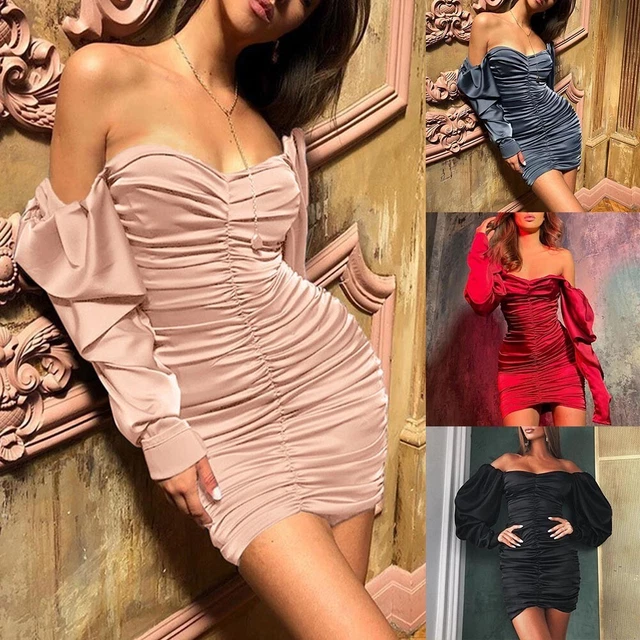 Robe Femme élégante Bodycon Manches Longues - Volants, Col Carré, Pour Bureau, Soirée, Occasion Formelle