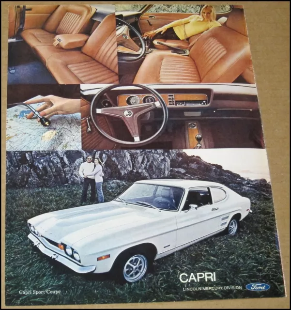 1971 Ford Capri Sport Coupe Print Ad Automobile Car Advertisement Page Seagram's