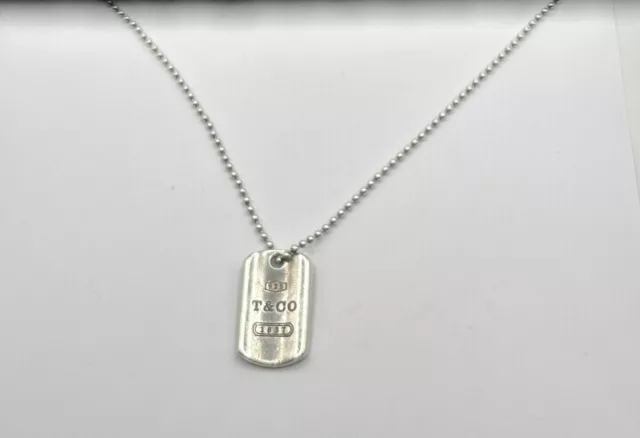 Authentic Sterling Silver 925 Tiffany & Co. 1837 Dog Tag Pendant Necklace T& Co