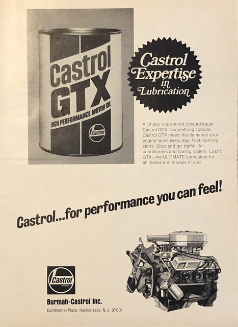 PRINT AD 1976 Castrol GTX High Performance Motor Oil - Expertise In Lubrication